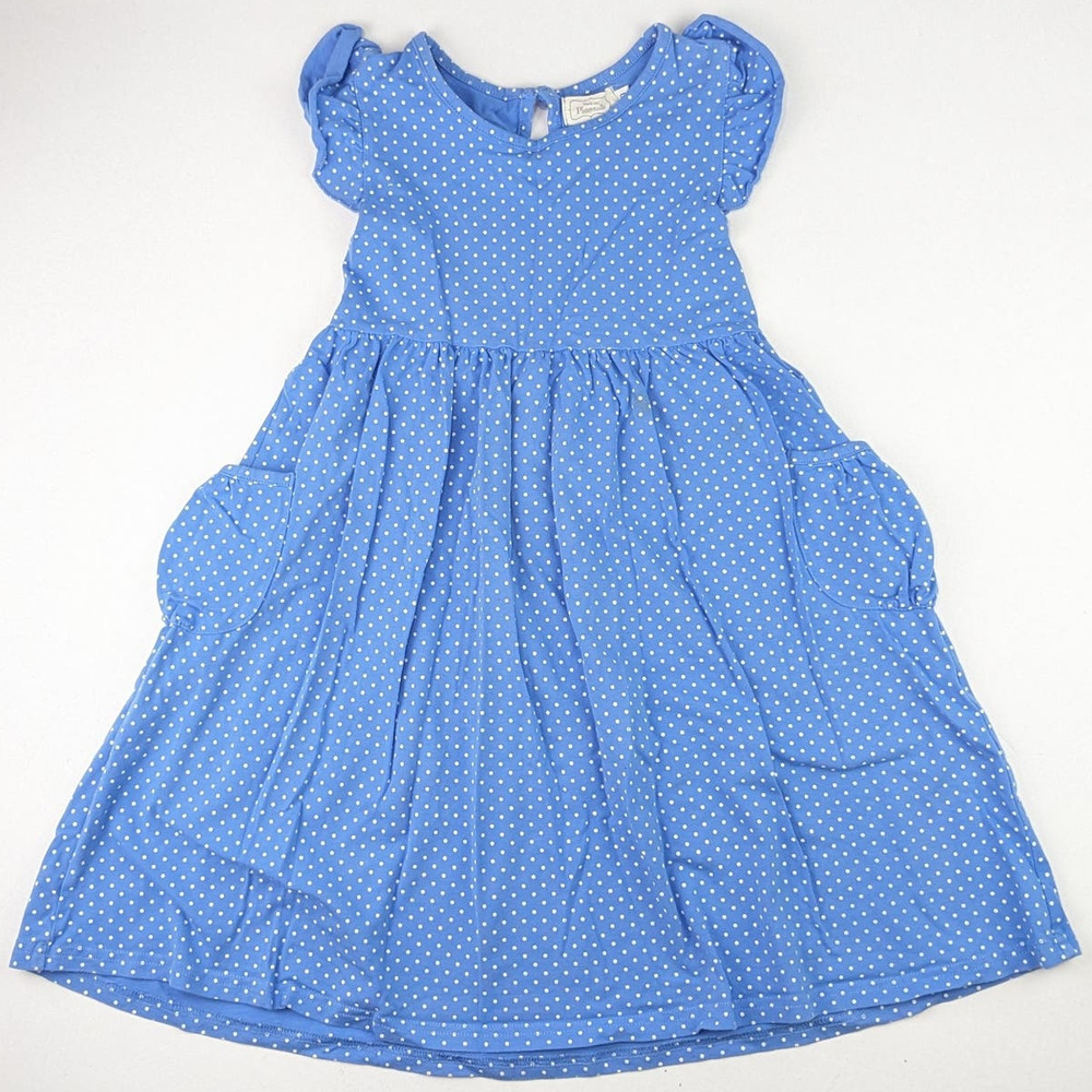 Pearls and Piggytails Blue/White Polka Dot Dress
